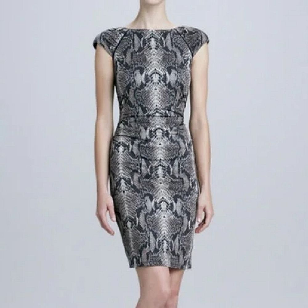 Ivy & Blu (Anthropology) Faux Snakeskin Ruched Capsleeve Dress